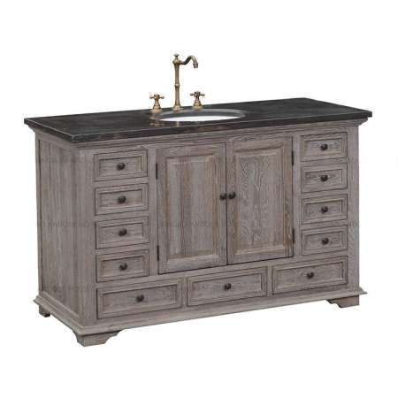 Nordic european style 135*58.5*83.5cm waterproof oak solid wood vanity bathroom cabinet with tap